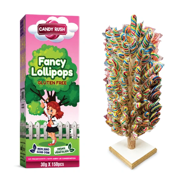 CANDY RUSH FANCY TWIST LOLIPOP 150PC  - (V20)