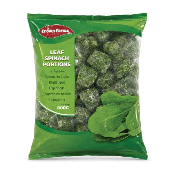 CROWN FARMS LEAF SPINACH PORTION 12X800GM