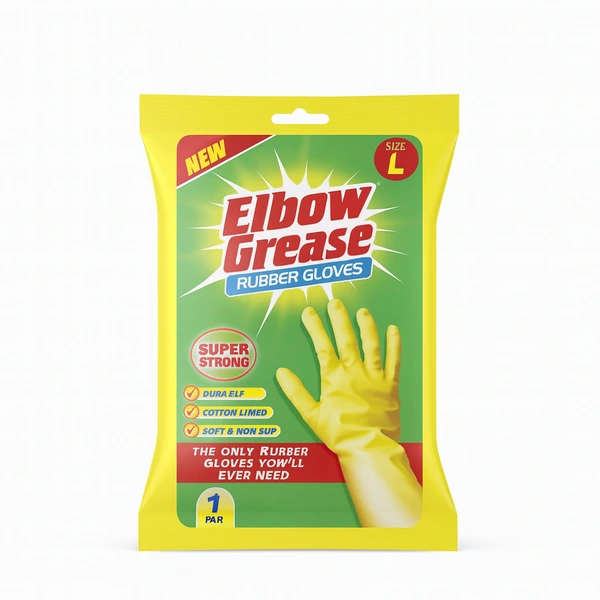 ELBOW GREASE LARGE RUBBER GLOVES 18 PAIR - (V20)