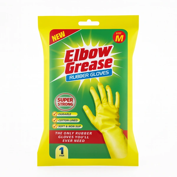 ELBOW GREASE MEDIUM RUBBER GLOVES 18 PAIR - (V20)