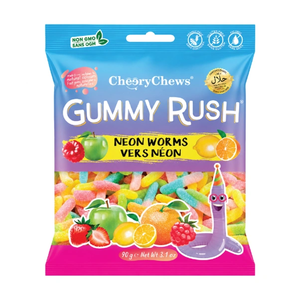 GUMMY RUSH  NEON WORMS 12X90GM - (V20)