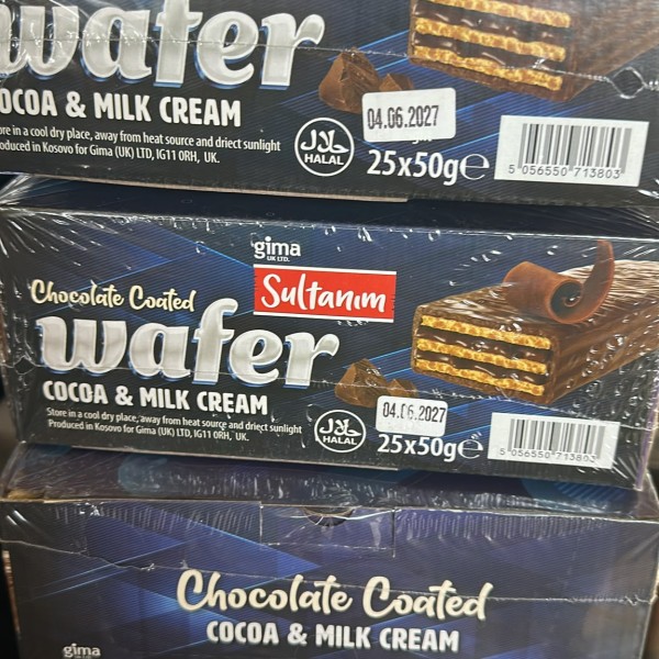 SULTANIM WAFERS WITH COCOA & MILK FILLING 25X50GM