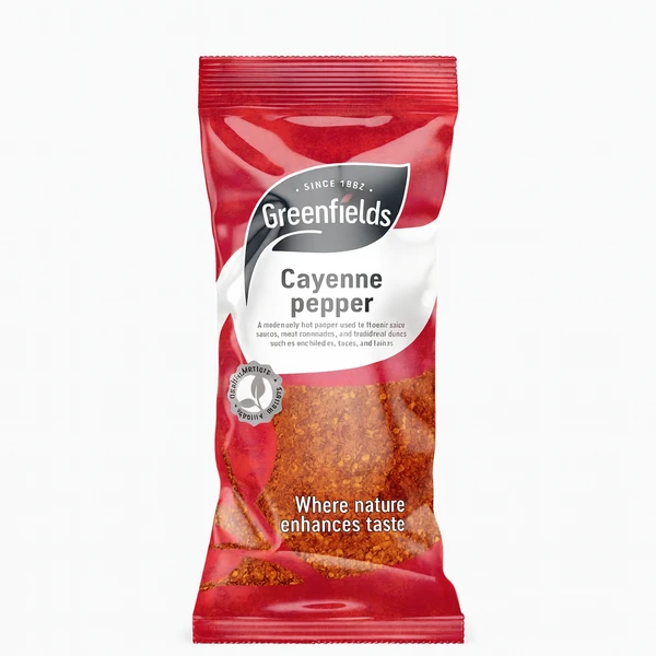 GREEN FIELDS CAYENNE PEPPER 12X75GM PM £1.49