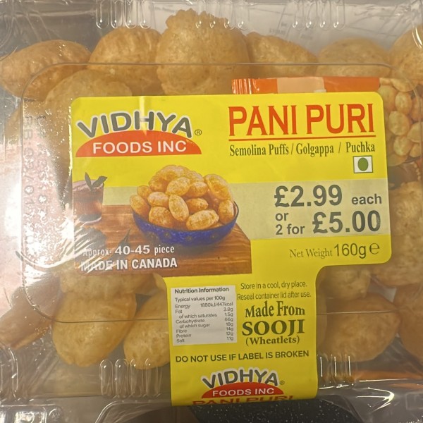 VIDHYA PANI PURI 160GM (UNIT)