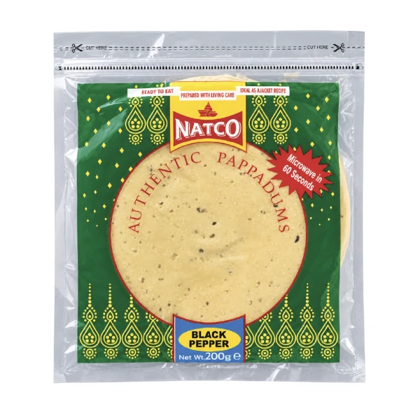 NATCO BLACK PEPPER PAPPADOMS 10X200GM