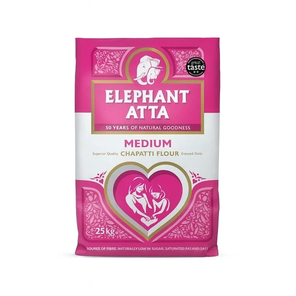 ELEPHANT ATTA FINE WHITE  (CHAPATTI FLOUR)  25KG PM-£18.99 