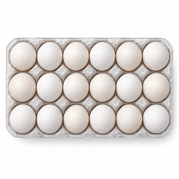 18 MEDIUM WHITE EGGS (12 TRAYS)