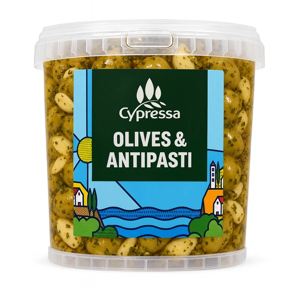 CYPRESSA MARINATED OLIVES W/ GARLIC & HERBS 5KG 