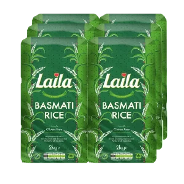 LAILA BASMATI RICE 6X2KG PM-£3.99