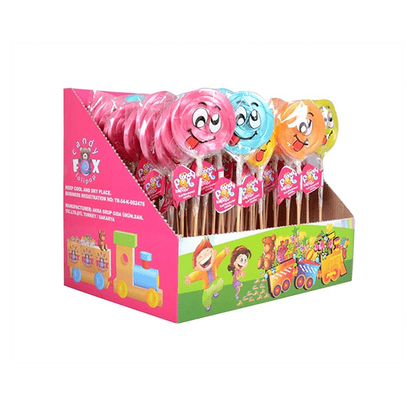 CANDY FOX SMILEY FACE  LOLIPOP 50PC - (V20)