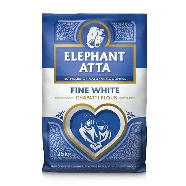 ELEPHANT ATTA FINE WHITE  (CHAPATTI FLOUR)   25KG PM-£17.49 (R)