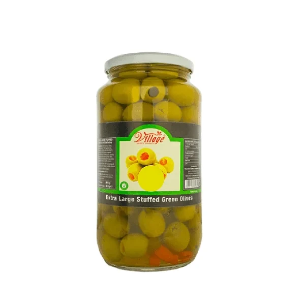VILLAGE EX-LARGE STUFFED GREEN OLIVES 6X907GM