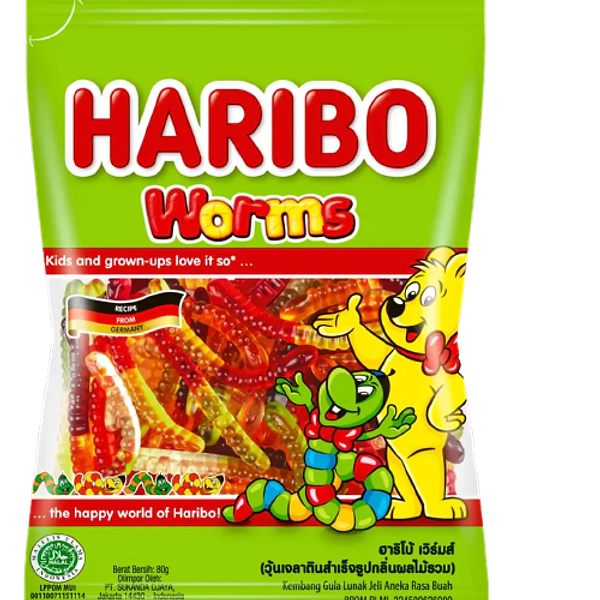 HARIBO WORMS (BLUE) 24X100GM- (V20)
