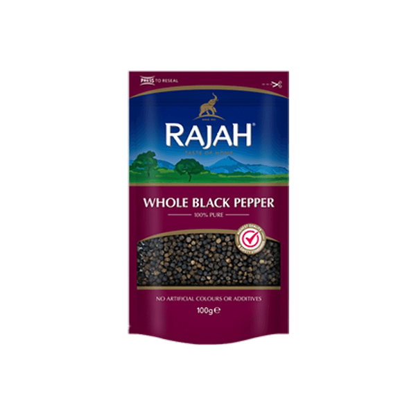 RAJAH WHOLE BLACK PEPPER 10X100GM (DISC)