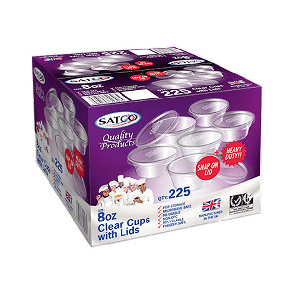 SATCO ROUND POTS & LIDS 8oz (225 PC) - (V20)