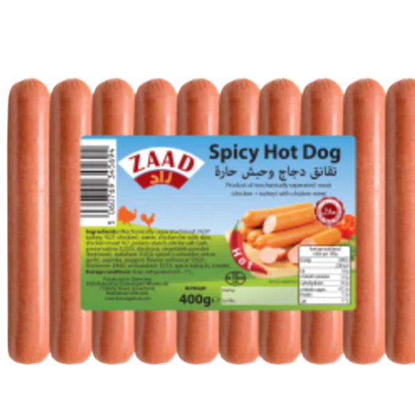 ZAAD CHICKEN SPICY HOTDOG SAUSAGE 400GM