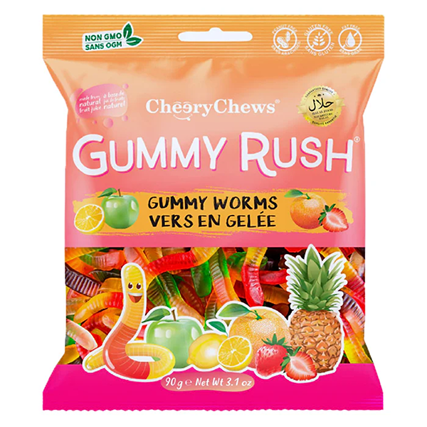 GUMMY RUSH WORMS 12X90GM - (V20)