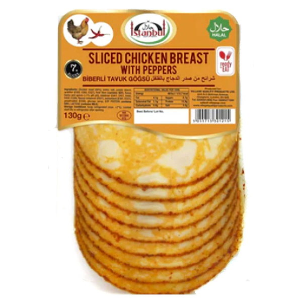 ISTANBUL SLICED CHICKEN BREAST WITH PEPPERS 130GM