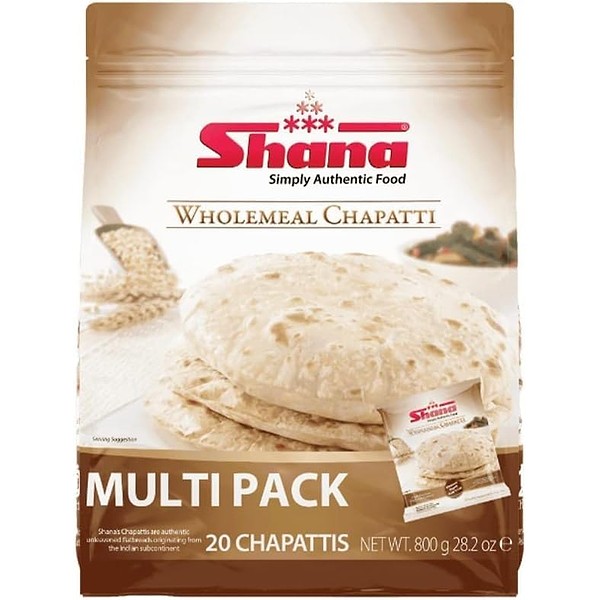 SHANA WHOLEMEAL PLAIN CHAPATI FAMILY PACK 20PC