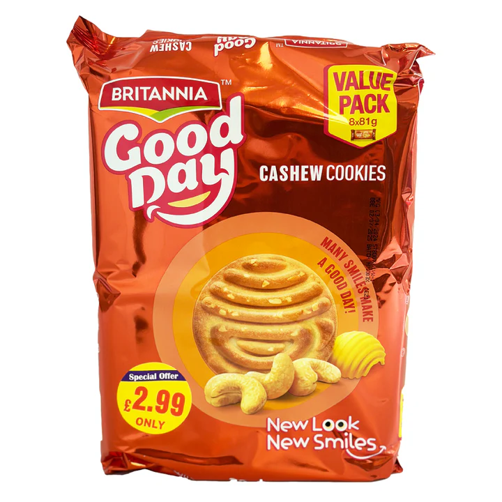 BRITANNIA GOOD DAY CASHEW COOKIES 8X81GM (DISC)