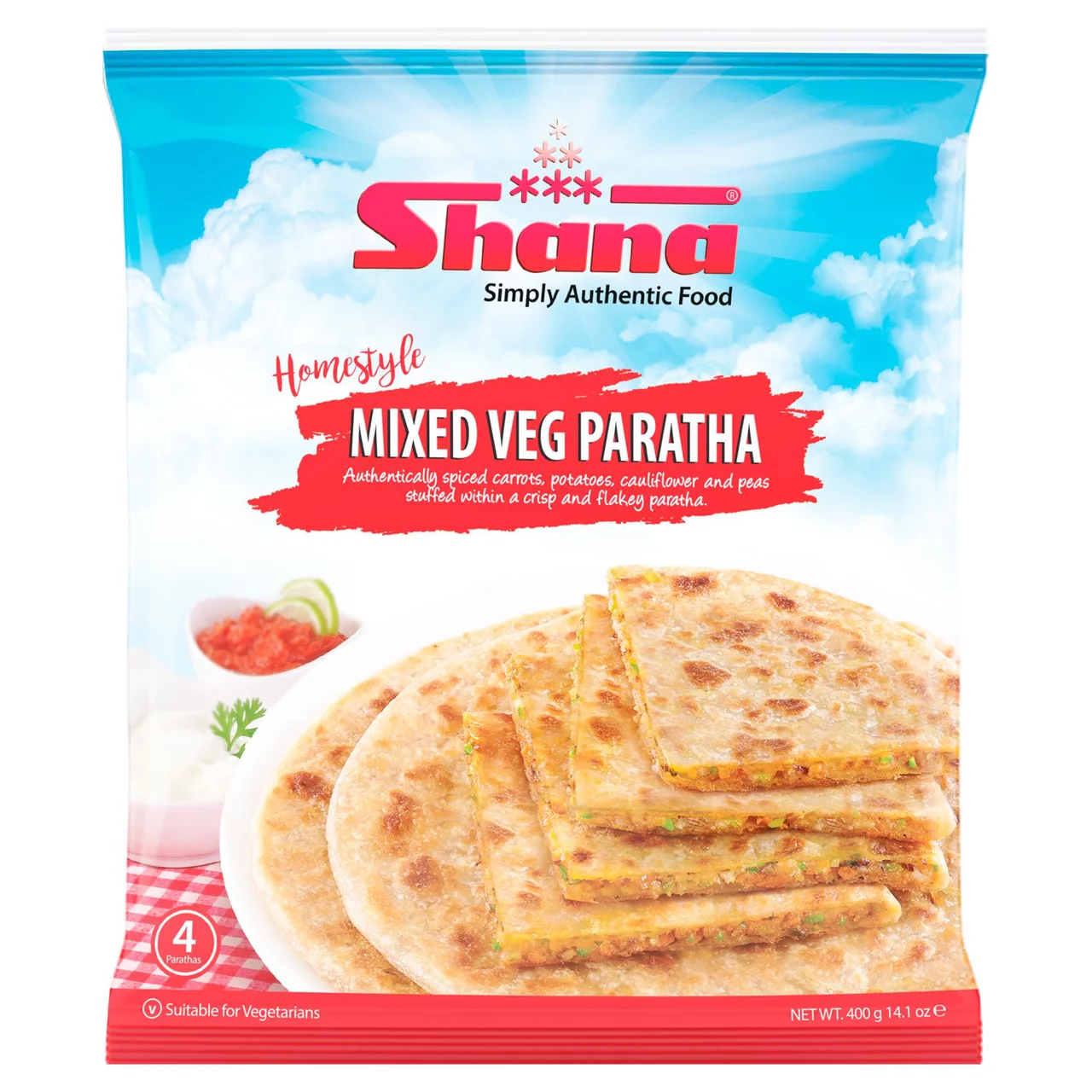 SHANA MIXED VEG PARATHA 4PC + 2 FREE