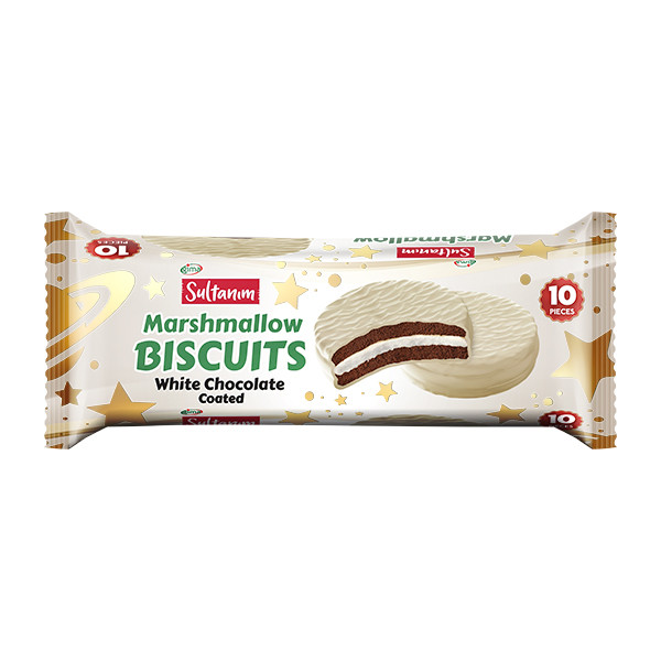 SULTANIM MARSHMALLOW BISCUITS WITH WHITE CHOCLATE COATED 12X220GM