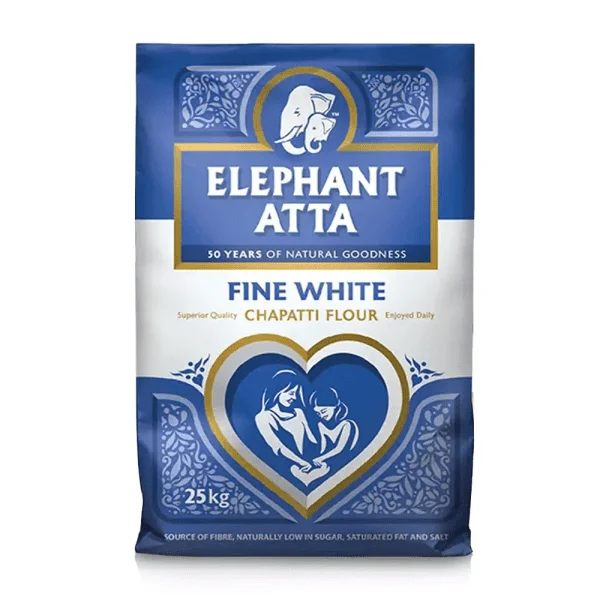 ELEPHANT ATTA FINE WHITE  (CHAPATTI FLOUR)   25KG PM-£17.49 (R)