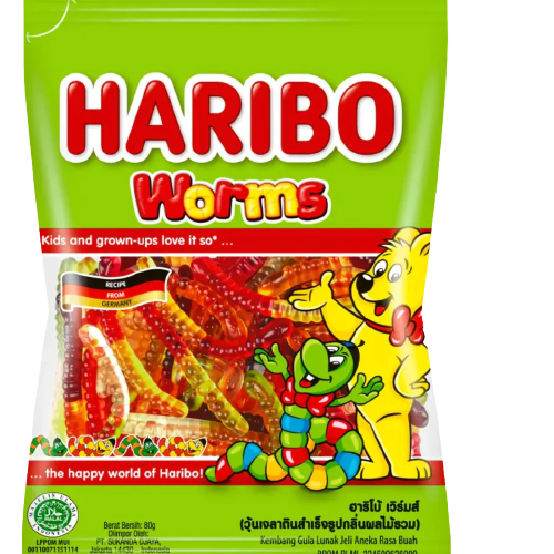 HARIBO WORMS (BLUE) 24X100GM- (V20)