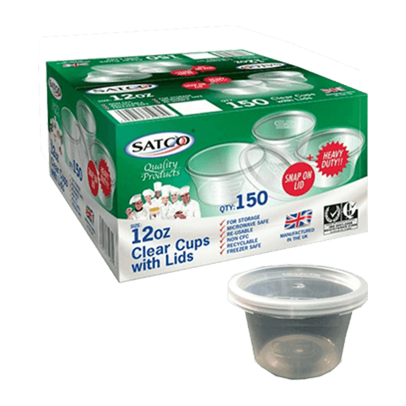 SATCO ROUND POTS & LIDS 12oz (150PC) - (V20)