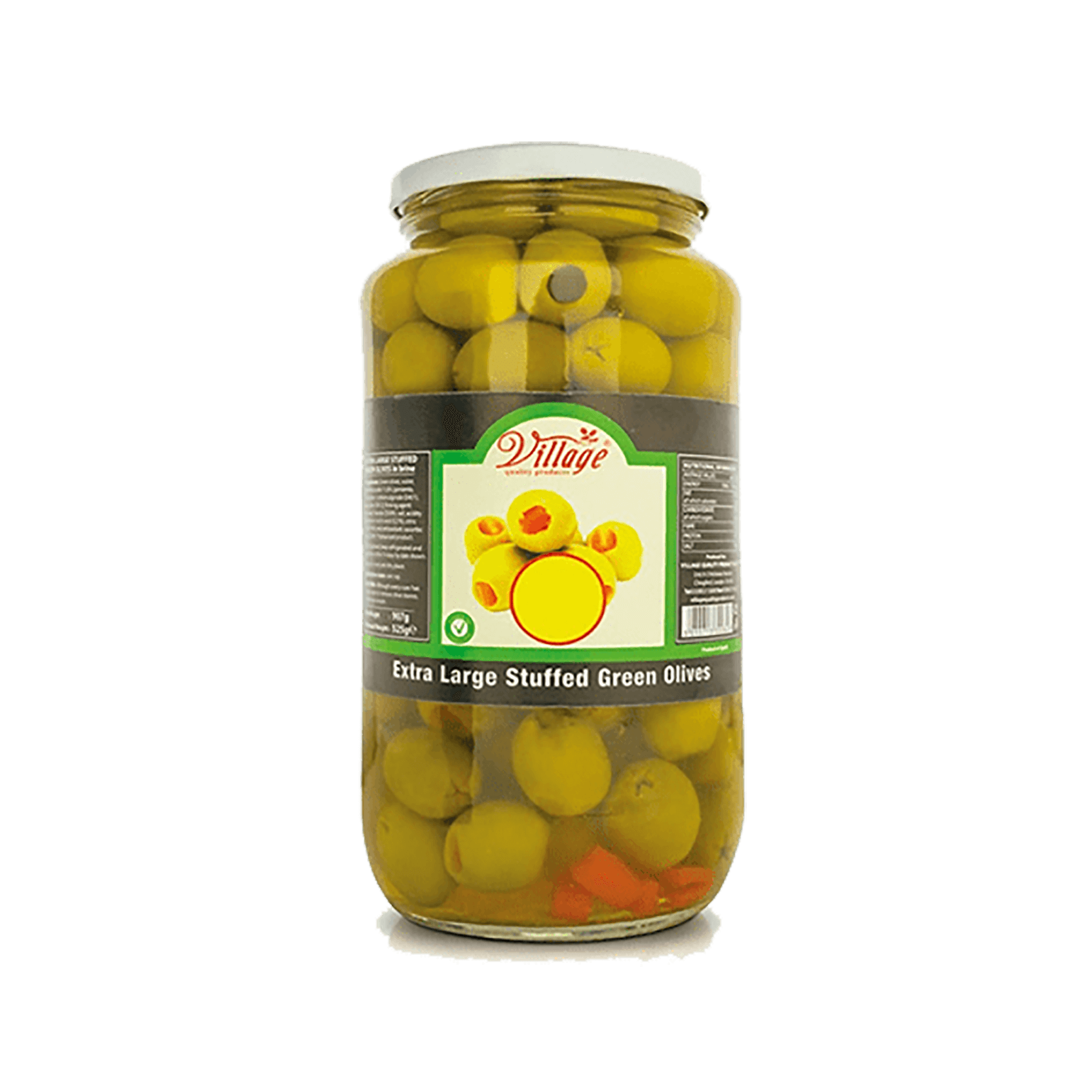 VILLAGE EX-LARGE STUFFED GREEN OLIVES 6X907GM