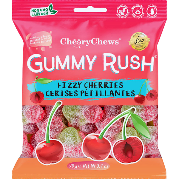 GUMMY RUSH FIZZY CHERRIES 12X90GM- (V20)