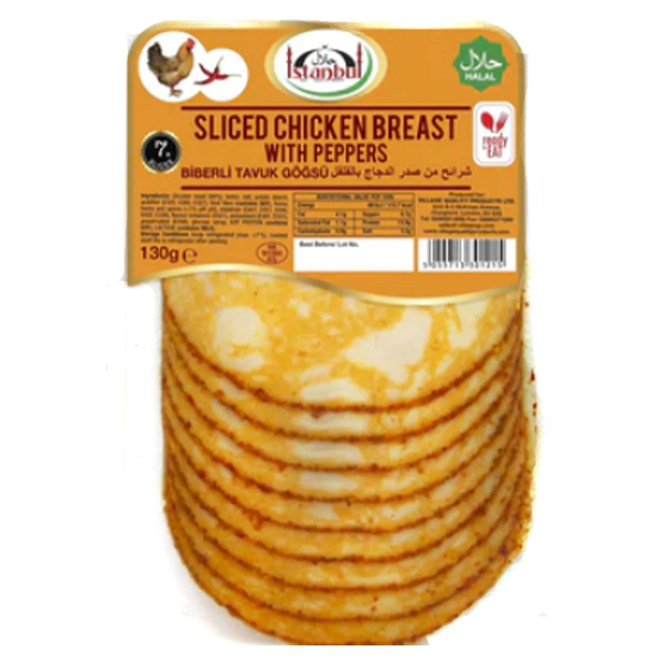 ISTANBUL SLICED CHICKEN BREAST WITH PEPPERS 130GM